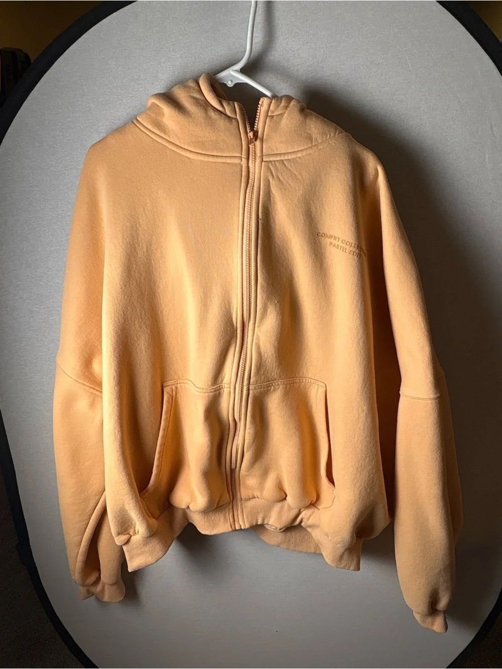 Comfrt Pastel Zip Hoodie Sweatshirt Creamsicle Unsex 2XL